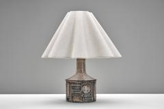 Jette Heller e Glazed Ceramic Table Lamp by Jette Heller e for Axella Denmark 1970s - 4753984