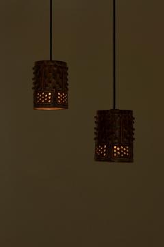 Jette Heller e Pair of unique Handmade Jette Helleroe Danish Modern Pendant Lamps 1960s - 798678