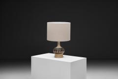 Jette Heller e Stoneware Table Lamp with Black Glazed Reliefs by Jette Heller e Denmark 1970s - 4717632