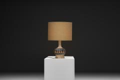 Jette Heller e Stoneware Table Lamp with Black Glazed Reliefs by Jette Heller e Denmark 1970s - 4717633