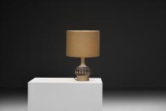 Jette Heller e Stoneware Table Lamp with Black Glazed Reliefs by Jette Heller e Denmark 1970s - 4717635