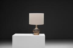 Jette Heller e Stoneware Table Lamp with Black Glazed Reliefs by Jette Heller e Denmark 1970s - 4717636