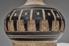 Jette Heller e Stoneware Table Lamp with Black Glazed Reliefs by Jette Heller e Denmark 1970s - 4718863