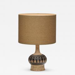 Jette Heller e Stoneware Table Lamp with Black Glazed Reliefs by Jette Heller e Denmark 1970s - 4719540