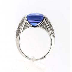 Jewellery 18k White Gold Ring With A 10 20 Carat Tanzanite And Diamonds - 4791924
