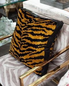 Jim Thompson Thaiger Gold and Black Velvet Pillow by Studio Maison Nurita - 2854593