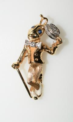 Jiminy Cricket Gold Brooch - 3323667