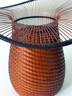 Jin Morigami Japanese Woven Bamboo Ikebana Vase by Jin Morigami - 4350581