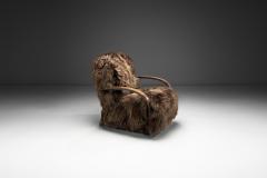 Jindrich Halabala Jind ich Halabala Armchair in Longhair Sheepskin Czechoslovakia 1930s - 4212151