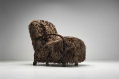 Jindrich Halabala Jind ich Halabala Armchair in Longhair Sheepskin Czechoslovakia 1930s - 4212153