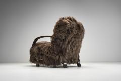 Jindrich Halabala Jind ich Halabala Armchair in Longhair Sheepskin Czechoslovakia 1930s - 4212173