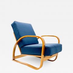 Jindrich Halabala Mid Century Adjustable Blue Bentwood Armchair by Jindrich Halabala - 2927856