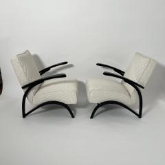 Jindrich Halabala Pair of Art Deco Lounge Chairs by J Halabala Black Laquer Czechia circa 1930 - 3988475