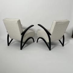 Jindrich Halabala Pair of Art Deco Lounge Chairs by J Halabala Black Laquer Czechia circa 1930 - 3988477