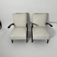 Jindrich Halabala Pair of Art Deco Lounge Chairs by J Halabala Black Laquer Czechia circa 1930 - 3988478