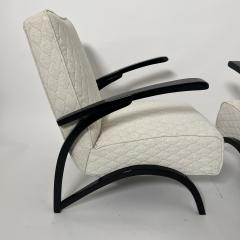 Jindrich Halabala Pair of Art Deco Lounge Chairs by J Halabala Black Laquer Czechia circa 1930 - 3988480