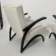 Jindrich Halabala Pair of Art Deco Lounge Chairs by J Halabala Black Laquer Czechia circa 1930 - 3988482