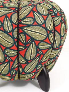 Jindrich Halabala Up to 3 Art Deco Jindrich Halabala Stool Leaf Pattern Pouf Ottoman 1930s - 4067693