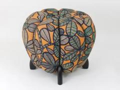 Jindrich Halabala Up to 3 Art Deco Jindrich Halabala Stool Leaf Pattern Pouf Ottoman 1930s - 4067766
