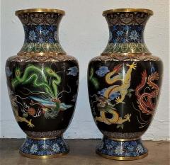 Jingfa Beijing Cloisonne Factory Pair of Large Chinese Bronze Cloisonn Dragon and Phoenix Vases - 1875902