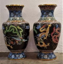 Jingfa Beijing Cloisonne Factory Pair of Large Chinese Bronze Cloisonn Dragon and Phoenix Vases - 1875903