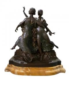 Jo Descomps Art Nouveau Bronze Sculpture by Joe Descomps young women in motion  - 3812656