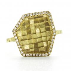 Jo Hayes Ward Brilliant White Diamond Reflective Yellow Gold Hex Stratus Ring Jo Hayes Ward - 4701336