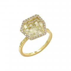 Jo Hayes Ward Brilliant White Diamond Reflective Yellow Gold Hex Stratus Ring Jo Hayes Ward - 4745054