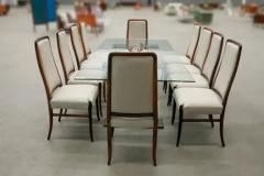 Joaquim Tenreiro Brazilian Modern 10 Chair Set in Hardwood Beige Leather Joaquim Tenreiro 1960s - 3186994