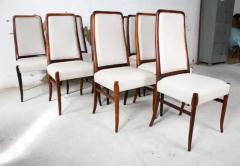 Joaquim Tenreiro Brazilian Modern 10 Chair Set in Hardwood Beige Leather Joaquim Tenreiro 1960s - 3187007