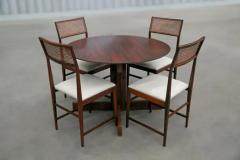 Joaquim Tenreiro Brazilian Modern 4 Chair Set in Hardwood Cane Leather Joaquim Tenreiro 1950s - 3186856