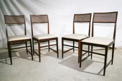 Joaquim Tenreiro Brazilian Modern 4 Chair Set in Hardwood Cane Leather Joaquim Tenreiro 1950s - 3187017