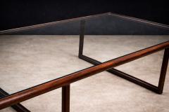 Joaquim Tenreiro Brazilian Modern Coffee Table in Rosewood Glass Joaquim Tenreiro 1960s - 4576859