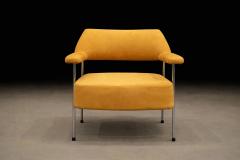 Joaquim Tenreiro Brazilian Modern Pair of Armchairs in Metal Nubuck Leather Lot 322 - 4480774