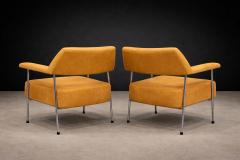 Joaquim Tenreiro Brazilian Modern Pair of Armchairs in Metal Nubuck Leather Lot 322 - 4480775