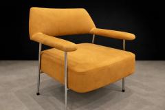 Joaquim Tenreiro Brazilian Modern Pair of Armchairs in Metal Nubuck Leather Lot 322 - 4480780