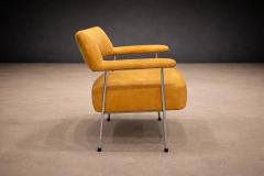 Joaquim Tenreiro Brazilian Modern Pair of Armchairs in Metal Nubuck Leather Lot 322 - 4480781