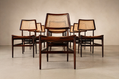 Joaquim Tenreiro Brazilian Modern Set of Ten Chairs in Rosewood Cane Joaquim Tenreiro 1960s - 4692761