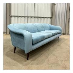 Joaquim Tenreiro Brazilian Modern Sofa in Hardwood Light Blue Fabric Joaquim Tenreiro c 1960 - 3344531
