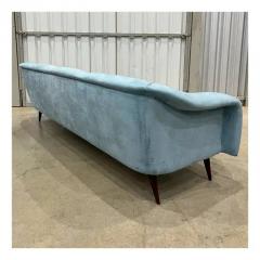 Joaquim Tenreiro Brazilian Modern Sofa in Hardwood Light Blue Fabric Joaquim Tenreiro c 1960 - 3344536