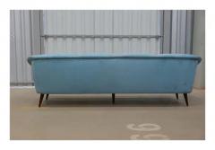 Joaquim Tenreiro Brazilian Modern Sofa in Hardwood Light Blue Fabric Joaquim Tenreiro c 1960 - 3344578