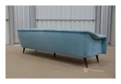 Joaquim Tenreiro Brazilian Modern Sofa in Hardwood Light Blue Fabric Joaquim Tenreiro c 1960 - 3344580