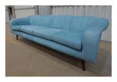 Joaquim Tenreiro Brazilian Modern Sofa in Hardwood Light Blue Fabric Joaquim Tenreiro c 1960 - 3344582