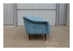 Joaquim Tenreiro Brazilian Modern Sofa in Hardwood Light Blue Fabric Joaquim Tenreiro c 1960 - 3344583