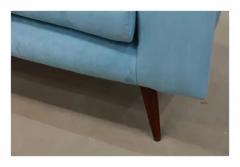 Joaquim Tenreiro Brazilian Modern Sofa in Hardwood Light Blue Fabric Joaquim Tenreiro c 1960 - 3344585