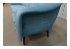 Joaquim Tenreiro Brazilian Modern Sofa in Hardwood Light Blue Fabric Joaquim Tenreiro c 1960 - 3344599