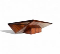 Joaquim Tenreiro Coffee Table in Rosewood Glass Metal Att to Joaquim Tenreiro 1960s - 4317495