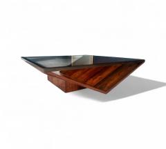 Joaquim Tenreiro Coffee Table in Rosewood Glass Metal Att to Joaquim Tenreiro 1960s - 4317502
