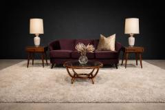 Joaquim Tenreiro Concha Sofa in Plum Mohair Velvet Joaquim Tenreiro Brazil 1960s - 4549179