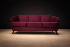 Joaquim Tenreiro Concha Sofa in Plum Mohair Velvet Joaquim Tenreiro Brazil 1960s - 4549182